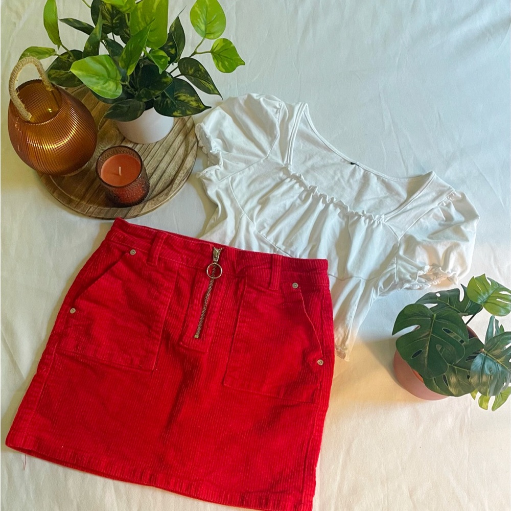 Dollhouse Corduroy Solid Color Mini Skirt